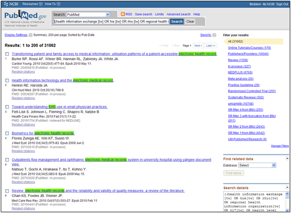 electronic health records search