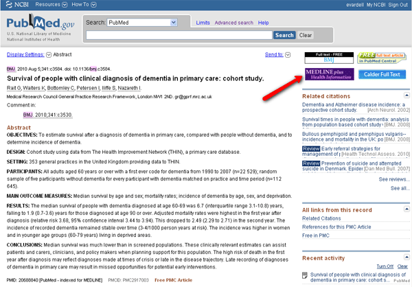 MedlinePlus icon in Pubmed